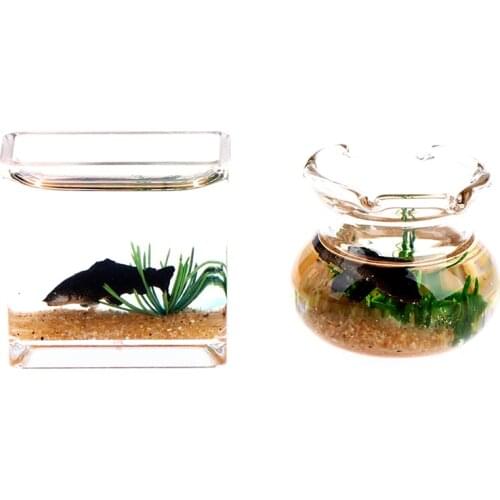 New Hot! Dollhouse Miniature Glass Fish Tank Bowl Aquarium Doll House Home Ornament Toy For Dollhouse Decoration