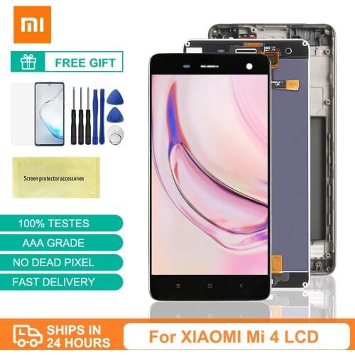 Original For Xiaomi Mi 4 LCD Display Touch Screen Digitizer Assembly For Xiaomi 4 M4 LCD Xiaomi Mi4 Display Frame Replacement