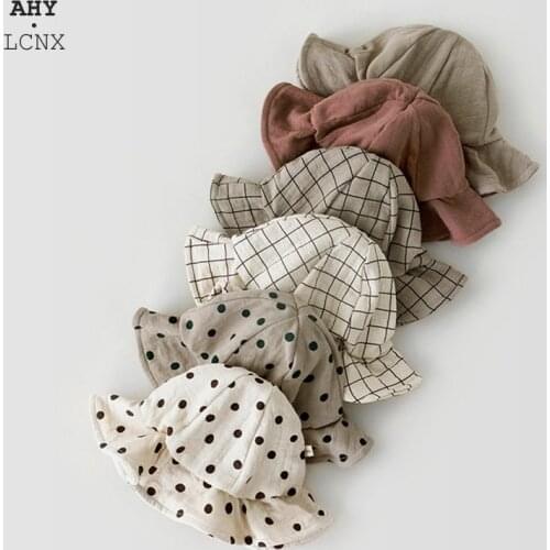 2021 Spring Summer New Cotton Baby Bucket Hat Kids Sunscreen Panama Hats Boys Girls Fedoras Outdoor Fisherman Hat Beach Cap