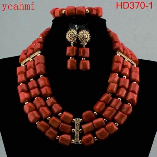 Wonderful gold color African Coral Beads Jewelry Set Nigerian Beads Necklace African Costume Jewelry Set HD370-1