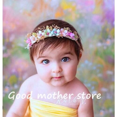 Newborn Photography Prop Baby Headband Floral Infant Headwear Baby Princess Girl Hair Accessories Cute Props