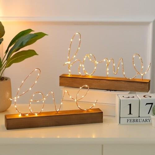 LED Letter Night Light Decorative Bedroom Bedside Nordic Creative Home decor Accessories Wooden Base Birthday Gift for Girls