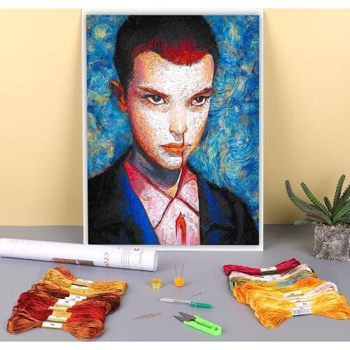 Stranger Things Printed Fabric 11CT Cross-Stitch Kit Embroidery DMC Threads Sewing Handicraft Handiwork Needlework Magic