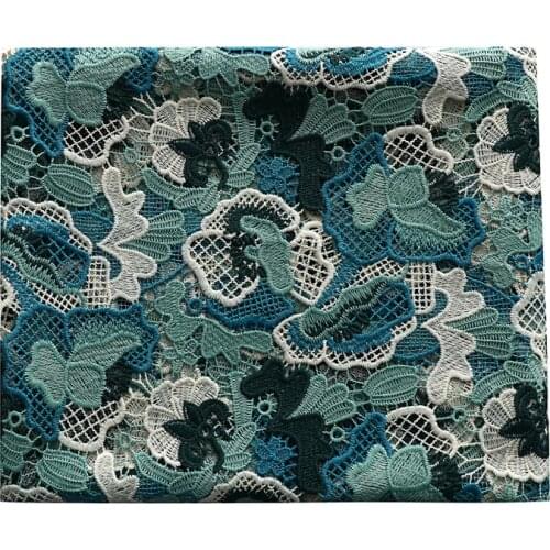 High quality Heavy duty lace sewing Peacock green hollowed out fabric High grade dress cheongsam patchwork