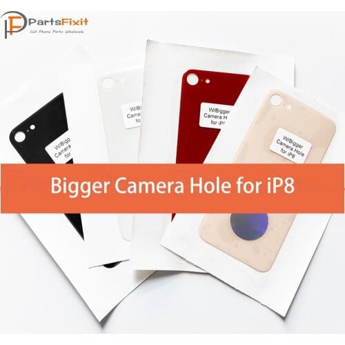 5pcs OEM Premium Back Glass With Bigger Camera Hole For iPhone 8 Wide Camera Hole Opening Rear Glass Housing Battery Door Cover