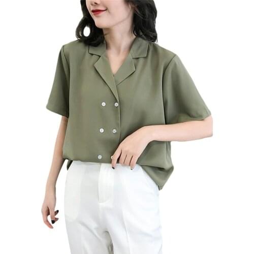 Women Blouses Short Sleeve Shirt Chiffon Shirts Blouse 2020 Summer Loose Ladies Office Shirt Plus Size Women Clothing