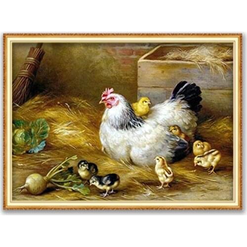 Animal Chicken DIY 11CT Cross Stitch Embroidery Kits Craft Needlework Set Printed Canvas Cotton Thread Home Decoration Hot Room