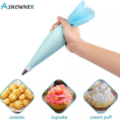 14/26/33pcs Silicone Kitchen Accessories Icing Piping Cream Pastry Bag With Stainless Steel Nozzle DIY Cake Decorating Tips Set