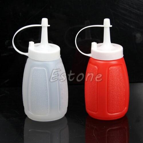 2 Pcs 200ml Plastic Squeeze Bottle Condiment Dispenser Ketchup Mustard Sauce New