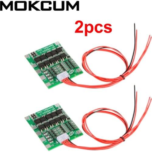2pcs 4 Series 16V Lithium Battery Protection Board 4S 30A Polymer Lithium Battery Universal Charging Board with Line