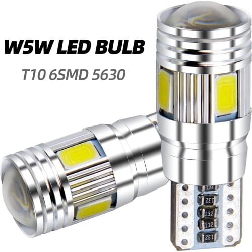2x Car 5W5 LED Bulb T10 W5W LED Signal Light Canbus 12V 6000K Auto Claerance Wedge Side Reverse Lamps 5630 6SMD Blue No error