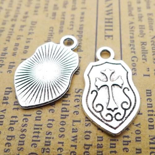 20PCS/Lot 14m*24mm Antique Silver Color Shield Charm For Jewelry Making DIY Handmade Craft