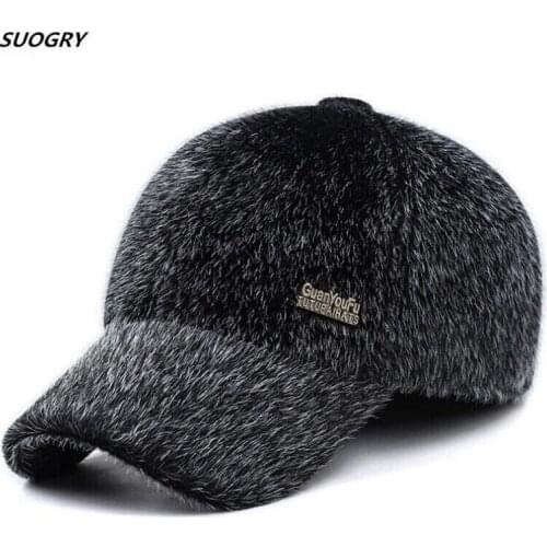 2018 Winter Men Warm Baseball Caps With Ear Flaps Dad Warm Hats Father Gifts Keep Warm Hats Male Bone Snapback Hats Adjustable