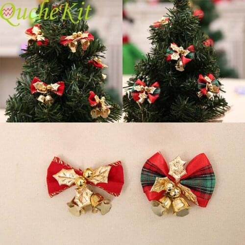 6PCS Christmas Tree Ornaments Christmas Bows Jingle Bells Xmas Ornament Christmas Tree Decoration Wedding New Years Pretty Bows