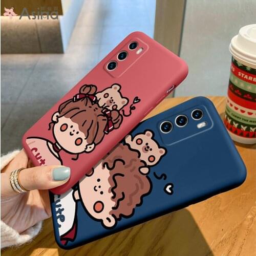 ASINA Liquid Silicone Case For Huawei P40 P30 P20 P Smart 2019 Cover Cartoon Bumper Girl Couple Cases For Nova3 3i 5t Coque Capa