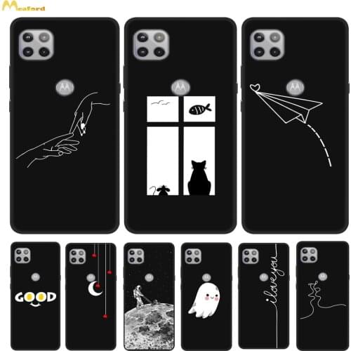 MotoG5G Etui For Motorola Moto G 5G Plus Silicone Cases XT2075 MotoG G5G Plus Phone Cover Black TPU Print Queen Husky Deer Coque