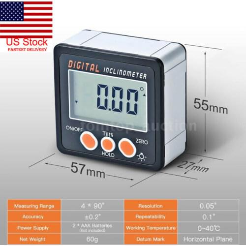 Mini Digital Inclinometer Electronic Protractor Magnetic Base 360 Degrees LCD Bevel Box Level Measuring Tool Angle Gauge Meter