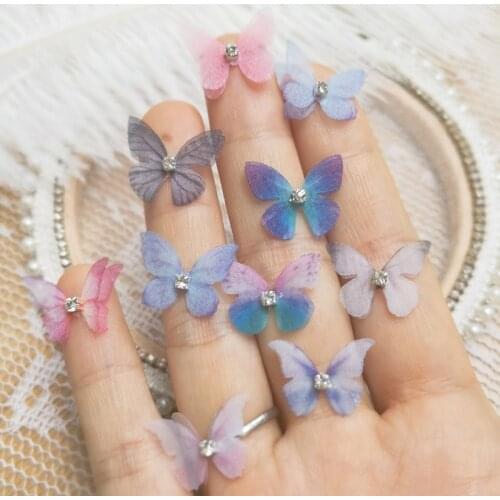 5Pcs Handmade Beaded Butterfly Patch Handmade Decorative Hairpin Corsage Wedding Shoulder Flower Neckline Two Layers Applique