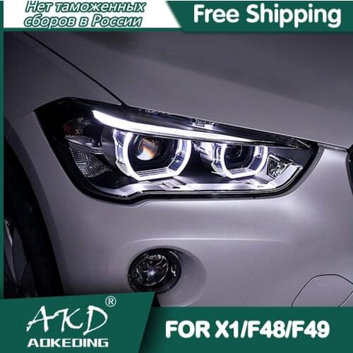 For Car BMW X1 F48 F49 Headlights 2016-2019 DRL Day Running Light LED Bi Xenon Bulb Fog Light Car Accessory X1 F48 F49 Head Lamp