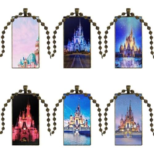 For Women Gifts Boy Dreamlike Cinderella Castle Fashion Necklace Handmade Rectangle Shape Choker Necklace Jewelry Multi Designs