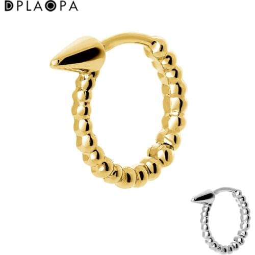 DPLAOPA 925 Sterling Silver Gold Coated Silver Spike Beads Hoops Earring Piercing Clips Luxury Jewelry 2021 Women Wedding Gift