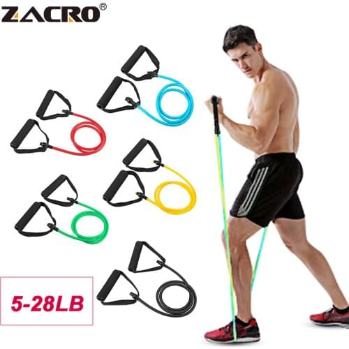 Zacro 5 Levels Yoga Pull Rope Resistance Bands with Handle Elastic Fitness Band Fitness Equipment for Home Gym Strength Training