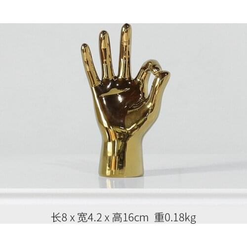Porcelain Gold Ornaments Figurines Modern Home Decoration Gesture Statue Desktop Gifts