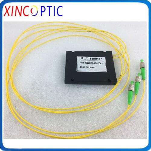 FTTH GPON EPON 1*2 3.0MM,1M,ABS Box Package PLC 2 Way Fiber Optic PLC Splitter Module Box With SC/ST/FC APC UPC Connector