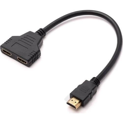 HD1x2 1080P 1 HDMI-compatiable Male to 2HDMI-compatiable Female Splitter Cable for HDTV PS 3 DVD satellite boxes LCD projectors