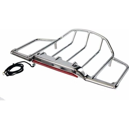 Chrome Motorcycle LED Air Wing Tour Pak Pack Trunk Luggage Rack For Harley Road King Glide 1993-2013