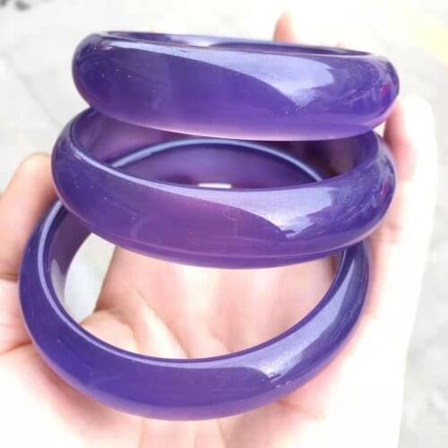 2021 Natural Chalcedony Dark purple bracelets women handcarved jade bangle jewelry jadeite bangles Real agate bracelet