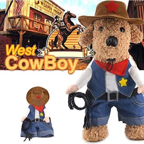 Cat and dog suit Pet transforming suit Cowboy standing suit Dog clothes Selfie entertainment clothes Pet clothes