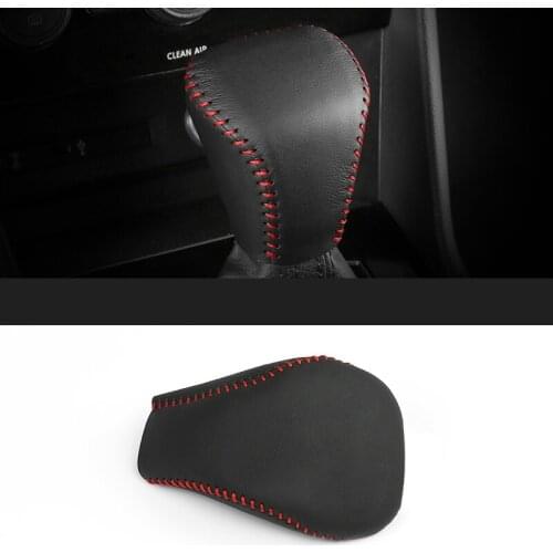 Lsrtw2017 Leather Car Gear Shift Knob Cover for Volkswagen Vw Tiguan Teramont 2017 2018 2019 2020 Accessories Automatic