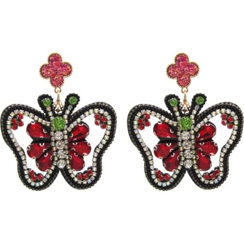 Beautiful Butterfly Pendant Statement Crystal Drop Earrings for Woman Bohemian Jewelry Earrings Dangle Earring Bijoux Femme