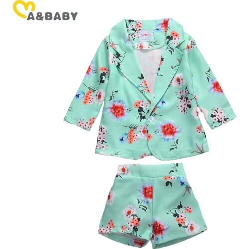 Ma&Baby 9M-5Y Autumn Spring Children Girls Suit Floral Long Sleeve Coat Shorts Kids Infant Girls Clothes Sets Outfits