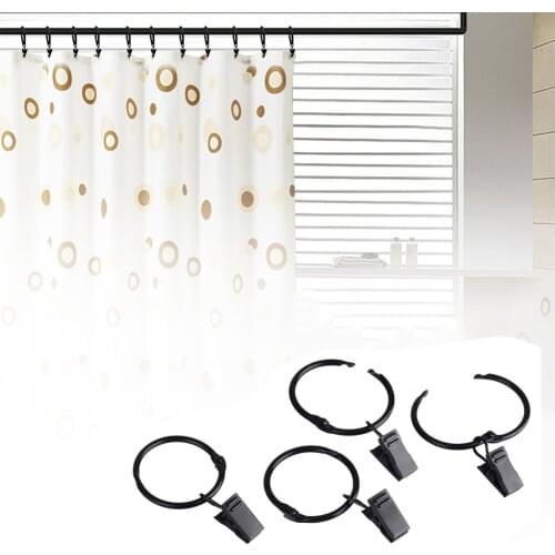 40pcs Metal Curtain Rod Openable Curtain Rings Clips Heavy Duty Vintage Decorative Drapery Eyelet Curtain Rods Hangers Rings