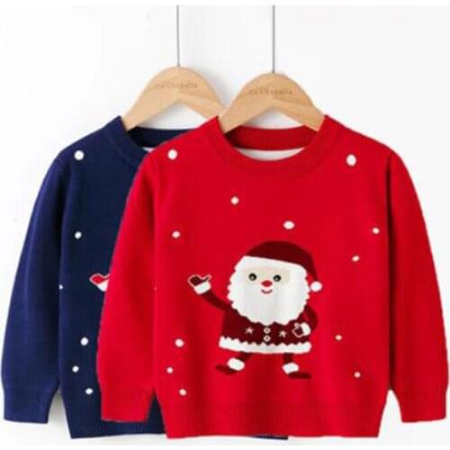 Cartoon Santa Pullover Bottoming Sweater Kids Autumn Winter Knit Clothes Tops Childrens Sweater Christmas Boys Girls Sweater