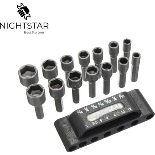 Krachtige Power Nut Driver Set Dual Metric Standard SAE Hexagon Handle Socket Screwdrivers Socket Bit Power Adapter 14Pcs / 9Pcs