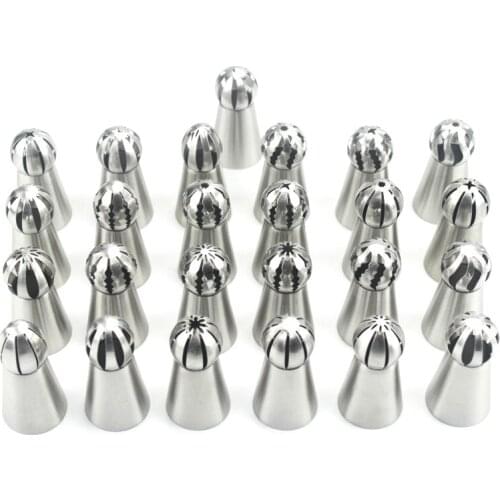 Stainless Steel Russian Ball Torch Nozzles Flower Fondant Icing Piping Tips Cream Pastry Cupcake Decoration Tools Random 6PCS