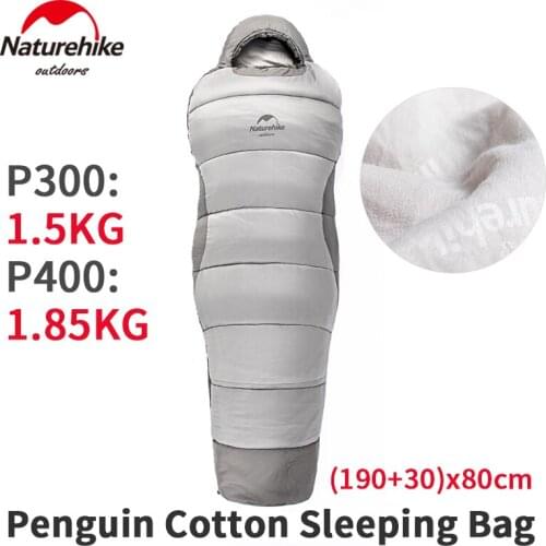 Naturehike Camping 6℃~-4℃ Autumn Winter Sleeping Bag Imitation Feather Cotton Penguin Mummy Sleeping Bag With Cap 1.5kg /1.8kg