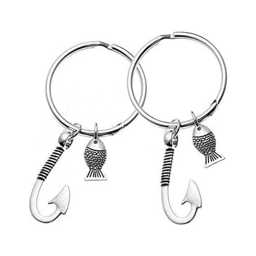 2019 New Silver Color Love Heart Dad Keyring Fish Hook Me Keychain For Father Fishing Key Chain Daddy Pendants Jewelry Gifts