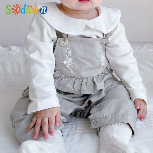 Sodawn 2021 New Autumn White Shirt+Overalls 2Pcs Baby Girls Clothes Clothing Sets For Newborn Infant Outfit