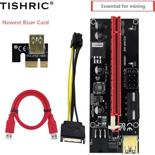 TISHRIC 009S Riser Card USB 3.0 PCI PCI-E Riser Adapter PCIE 1X To 16X Main Card Graphics Extension Cable For GPU Miner Mining
