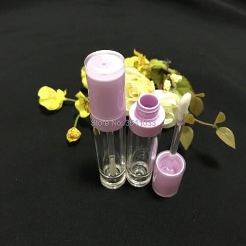 30/50pcs Pink Cap Empty Lip Gloss Tube Clear Wand 5ml Plastic Refillable Lipgloss Bottle DIY Cosmetic Lipstick Lip Oil Container