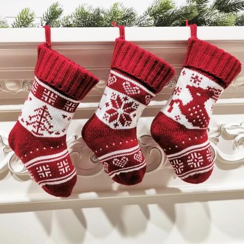 Christmas Stockings Socks Christmas Ornament Santa Candy Bag Christmas Tree Decorations For Xmas Gift New Year Home Decoration