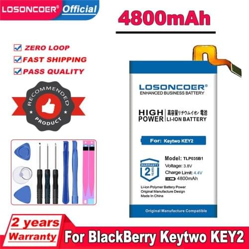 LOSONCOER 4800mAh TLP035B1 Replacement Phone Battery for BlackBerry Keytwo KEY2 Smartphone
