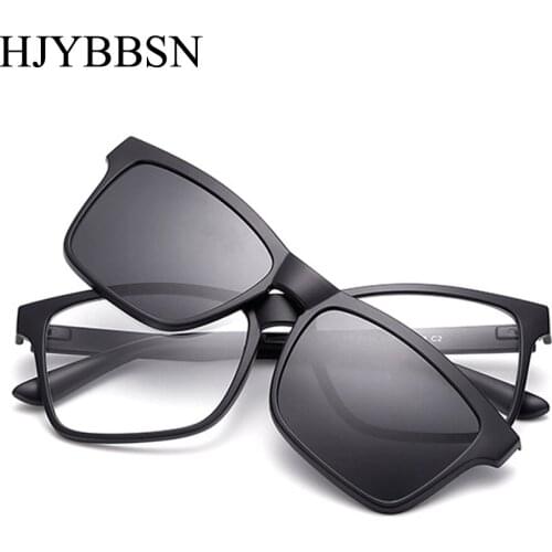 HJYBBSN Clip on Sunglasses clip on glasses square Lens Men Women mirror clip Sun Glasses Night Vision Driving sunglasses for men