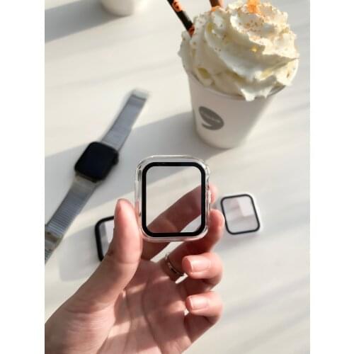 Glass + Cover For Apple Watch Cases 6/SE/5/4/3/2/1 Protector+Cover iWatch Series 42mm 38mm 44mm 40mm Tempered 360 Full Bumper