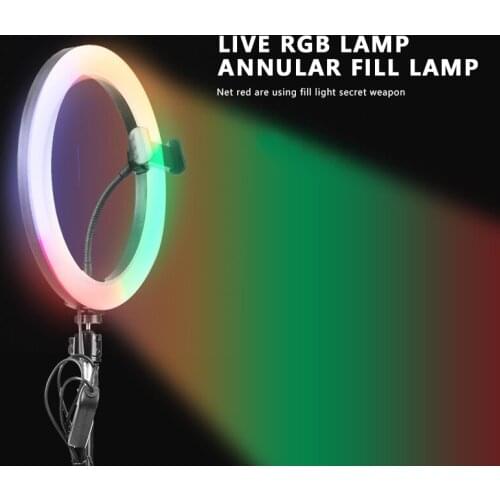 10 Inch LED Ring Selfie Fill Light RGB Symphony Living Streaming Lamp Desktop Beauty Photography Lights With Tripod Holder