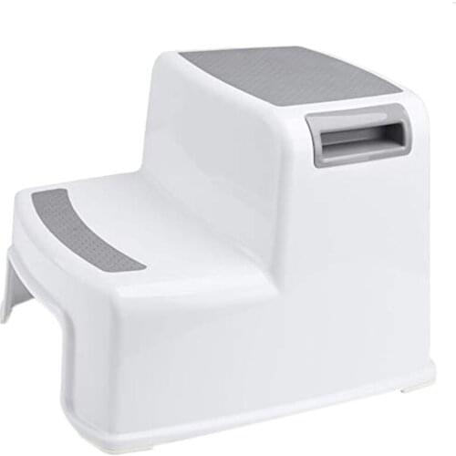 Wide+2 Step Stool For Kids Toddler Stool For Toilet Potty Training Slip Resistant Soft Grip For Safe As Bathroom Potty Stool And